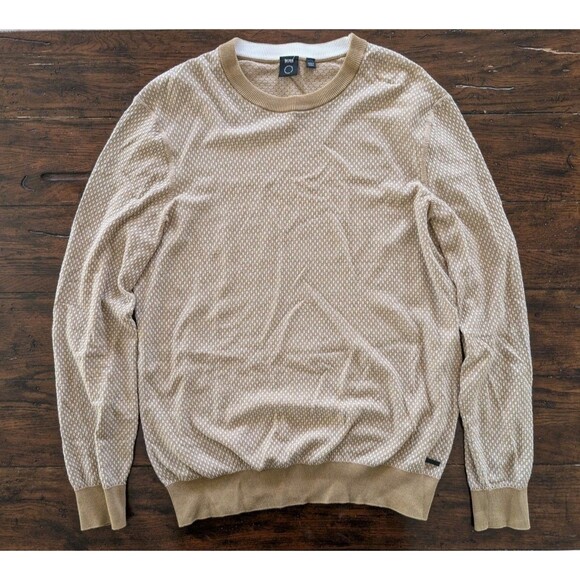 BOSS Hugo Boss Men's XL Cotton Blend Sweater Beige Tan Crewneck - Picture 1 of 12